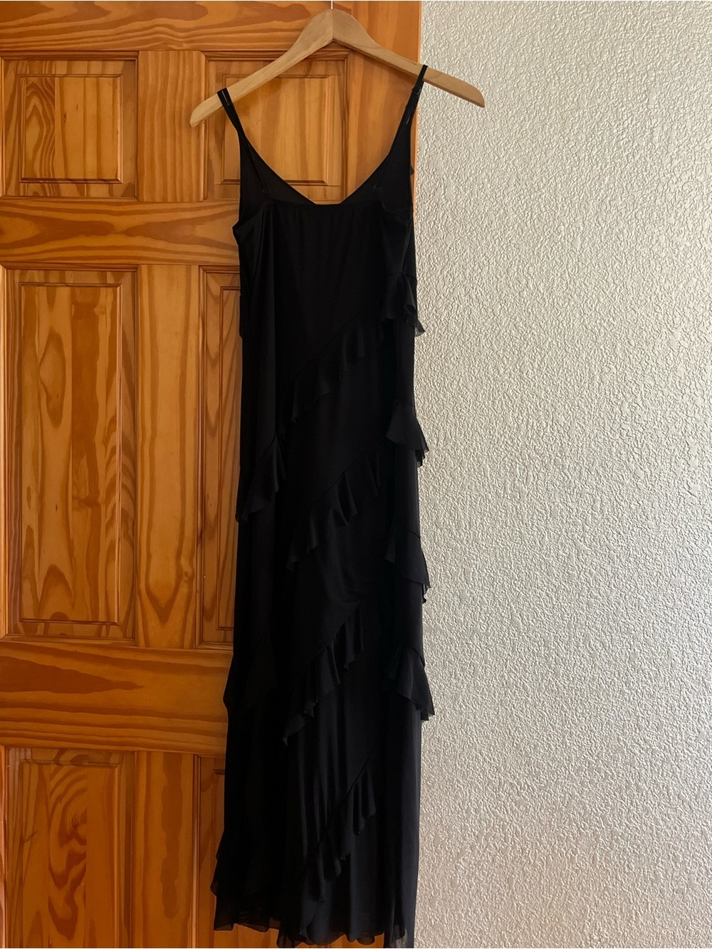 Black Ruffle Slip Dress - Women